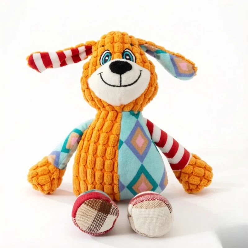Soft Cotton Fabric Cute Animal Shape Pet Plush Toy Durable Squeaker Dog Chewing Toy