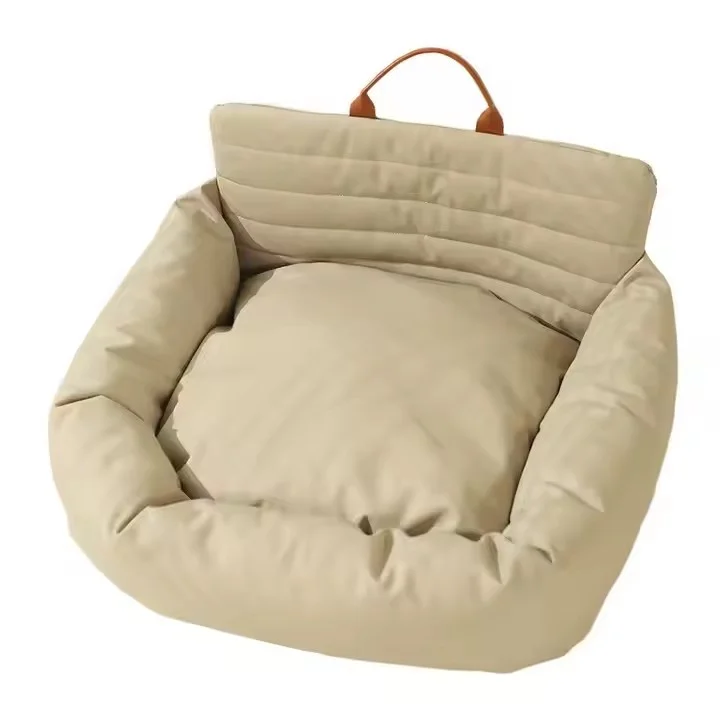 Soft Cotton Pet Car Cushion Seat Co Pilot Safety Bed with Front Dashboard Design Travel Dog Seat in Nylon and Leather