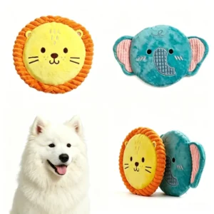 Soft Cotton Plush Lion Squeaky Dog Toy Durable Lightweight for Small Medium Large Dogs Easy Carry Animal Shaped Stuffed