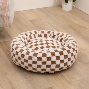 Soft Cozy PP Cotton Pet Bed Bite Resistant Warm Extra Thick Round Dog & Cat Bed Removable & Washable All Seasons Use