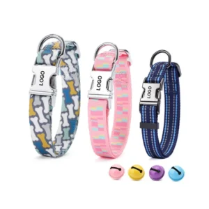 Soft Cute Tactical Dog and Cat Training Collar with Reflective Durable Solid Nylon Webbing and Ribbons Personalized Modern
