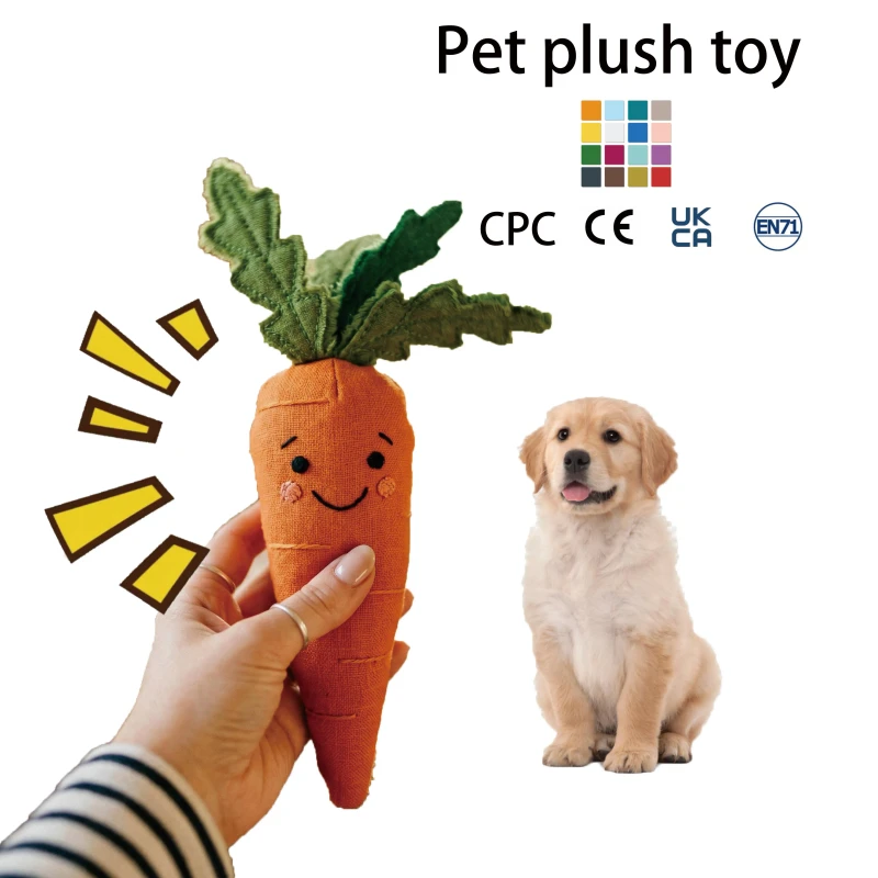 Soft Interactive Chew Toy Dogs Cats Carrot Shaped Plushies Plush Pet Chew Toy with Crinkle Sound