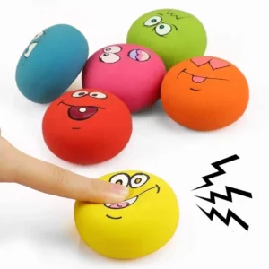 Soft Latex Dog Chew Toy Squeaky Dog Ball Face Fetch Pet Play Toy for Small Medium Pets