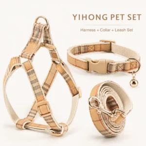 Soft Lattice Webbing Complete Pet Walking Combo Quick Release Buckle Escape Proof Harness for Small Medium Breeds