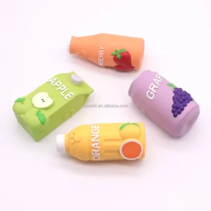 Soft Natural Latex Dog Toy Colorful Drink Juice Shaped Cute Squeaky Dog Toy Durable Interactive Pet Chew Toy