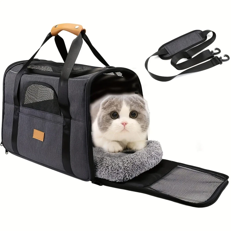 Soft Pet Carrier for Cats Puppy Travel Dogs Carrier Bag Durable Portable Foldable Airline Approved with Litter Box