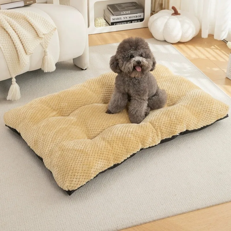 Soft Pineapple Grid Pet Mattress Warm Comfortable Dog Bed Non Slip Cat Mat Washable Pet Sleeping Mat