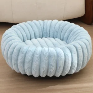 Soft Plush Round Pet Bed Cozy Calming Donut Cushion for Small Dogs Cats
