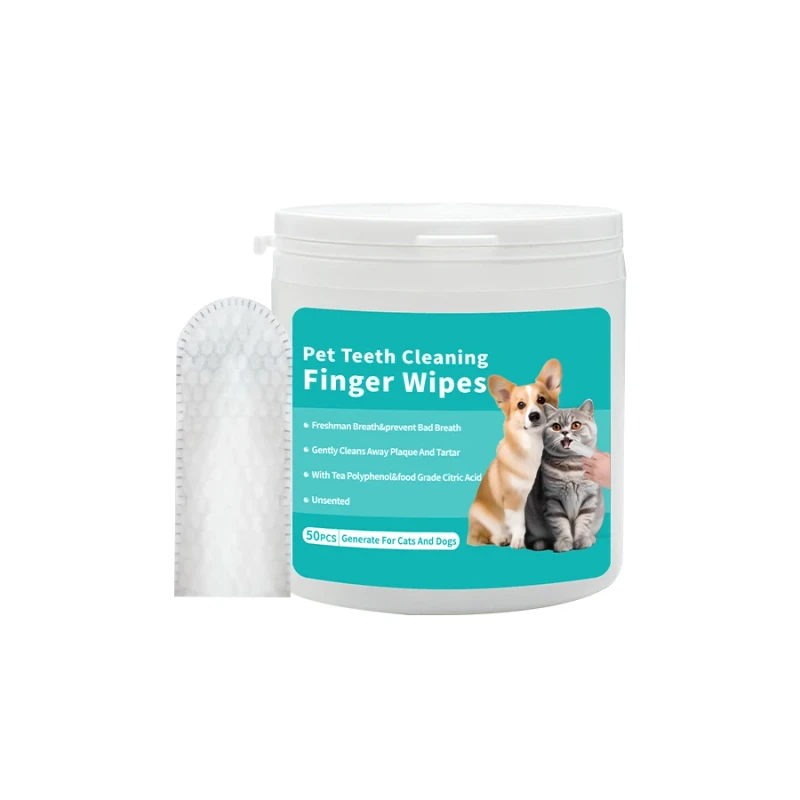 Soft Safe Oral Cleaning Dog Dental Wipes Convenient Tartar Removal Pet Care Finger Wipes for Dogs Cats Simple Style Grooming