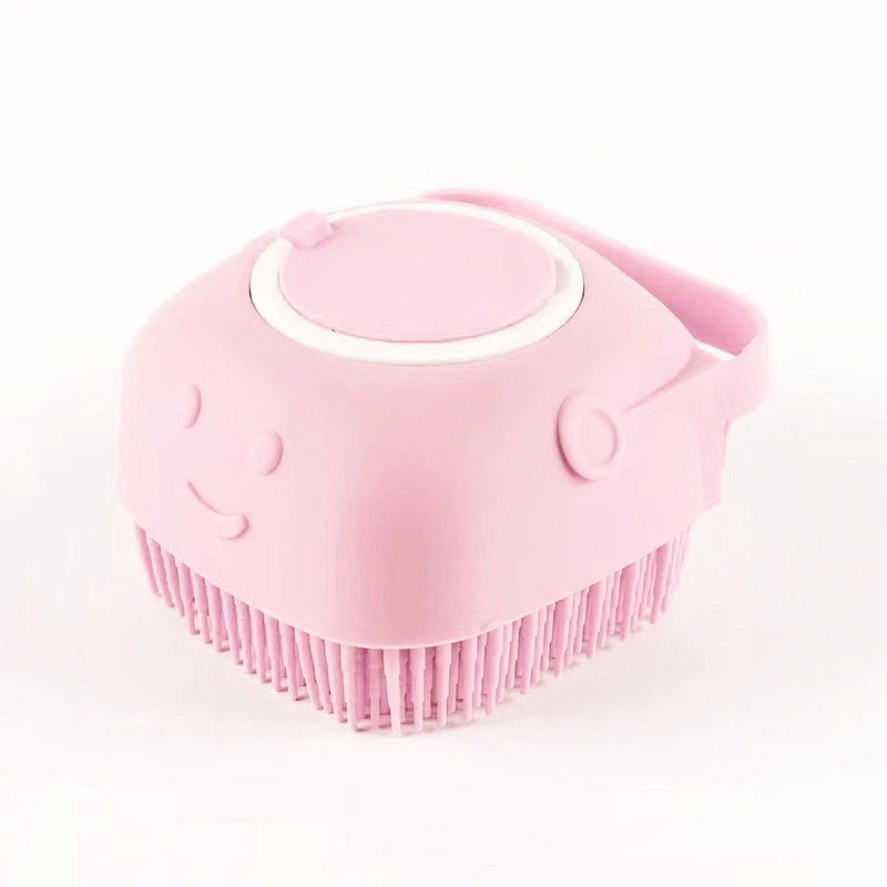 Soft Safe Silicone Pet Bathroom Massage Cleaning Grooming Tools Dog Cat Bath Brush With Shampoo Box