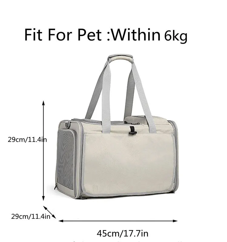 Soft Sided Adjustable Foldable Airline Approved Portable Travel Carrier Large Capacity Mesh Breathable Handheld for Cats Dogs