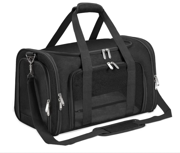 Soft Sided Pet Carrier Collapsible Pets Travel Carriers with Shoulder Strap and Removable Mat