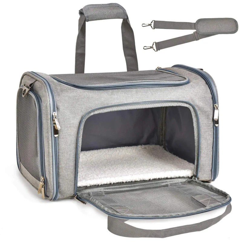 Soft Sided Pet Carrier with Shoulder Strap for Small Dogs Medium Cats Washable Pets Travel Carriers Removable Mat
