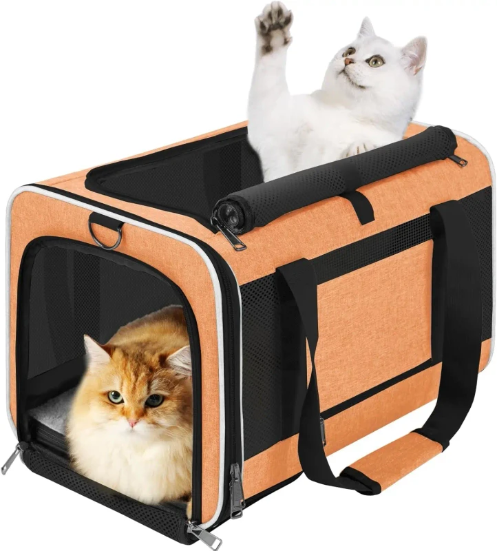 Soft Sided Small Cat Carrier Bags Sturdy Transport Long Trips Collapsible Pet Carrier Bag for Medium Cat Puppy