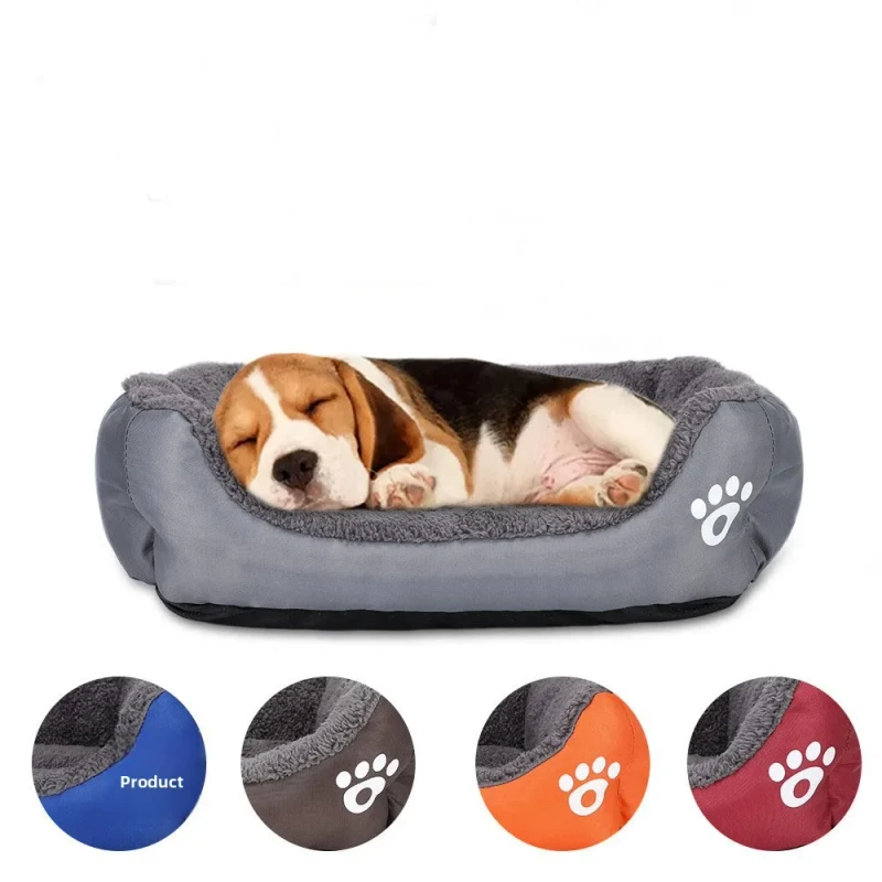 Soft Warm Comfortable Candy Color Footprint Pet Bed for Dogs and Cats All Seasons Use