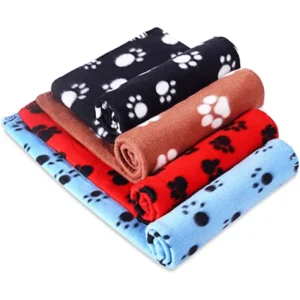 Soft Warm Knitted Pet Blanket with Cute Paw Prints Durable & Machine Washable Four Seasons Use Multiple Colors