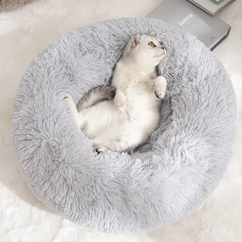 Soft Washable Dog Luxury Round PV Plush Pet Beds & Accessories for Pets with OEM ODM on Logo