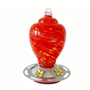 Solar Painted Glass Weather Resistant Hummingbird Bird Feeder Ant Proof Hook Garden Supplies