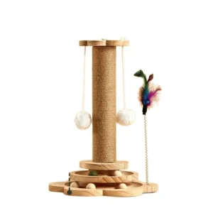 Solid 18 Inch Tall 4 Level Cat Scratcher Toy Durable Wooden Cat Climbing Tree Sisal Scratching Board Pet Houses Furniture