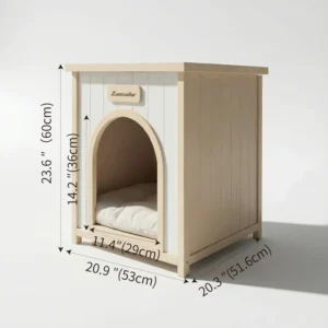 Solid Cedar Wood Indoor Pet House with Removable Cushion for Small Medium Dogs and Cats