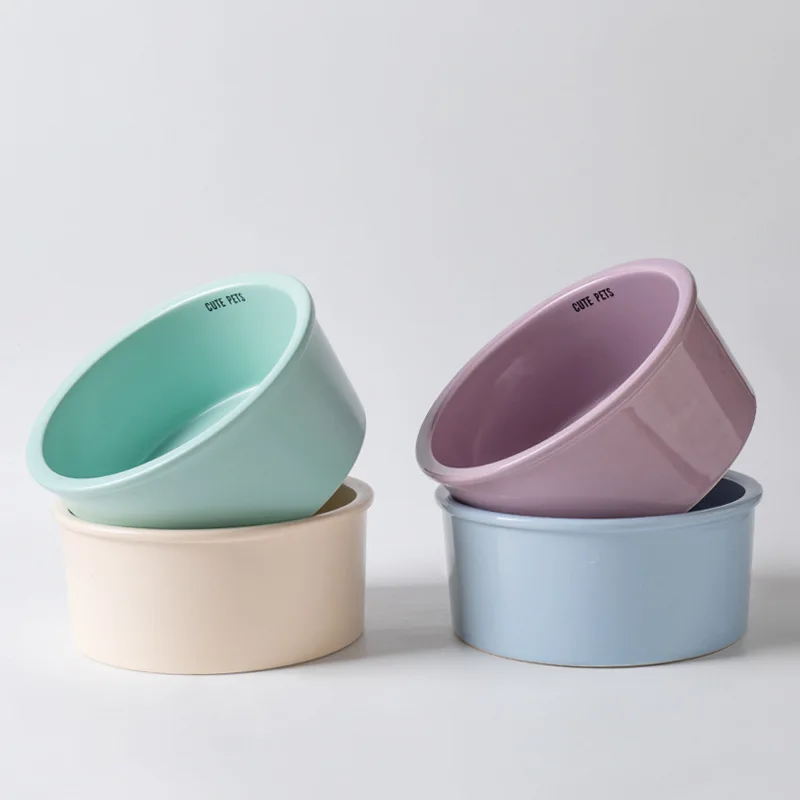 Solid Ceramic Single Dish INS Pet Bowl Stand Custom Logo Feeders for Large Breed Pets