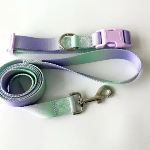 Solid Color Breathable Polyester Personalized Cat Dog Collar Luxury Pet Collars Leashes Dog Harness