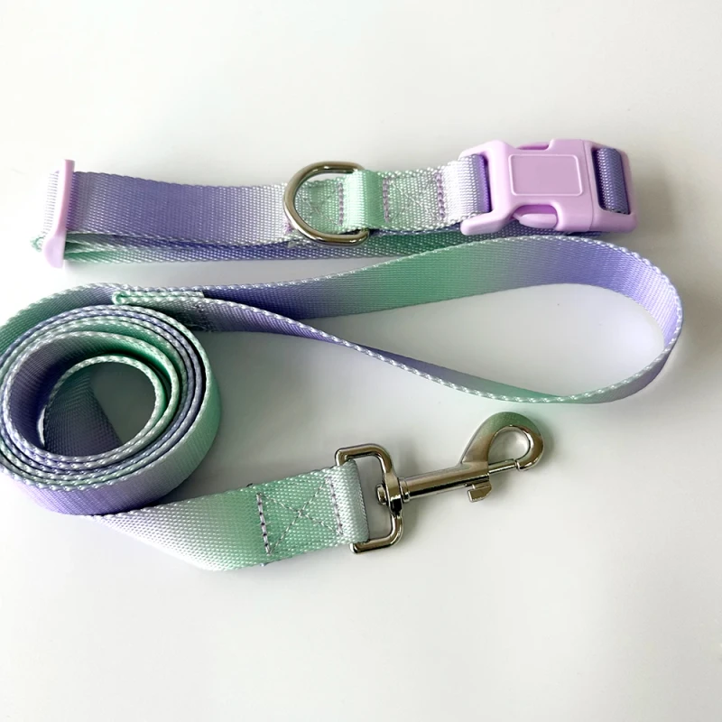 Solid Color Breathable Polyester Personalized Cat Dog Collar Luxury Pet Collars Leashes Dog Harness