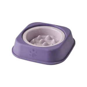 Solid Color Rim Slow Feeder Ceramic Pet Bowl With Stand Anti Choke Slow Eating Bowl for Cats Dogs