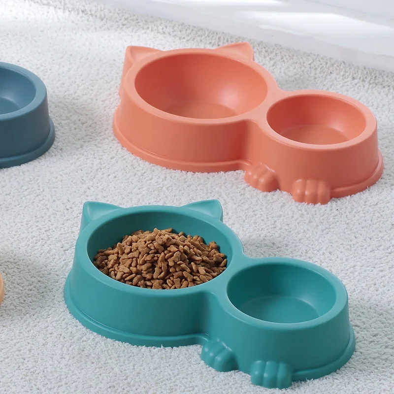 Solid Colorful Plastic Pet Bowl Cat and Dog Feed Water Bowls 2 in 1 Bowls and Feeders for Pets