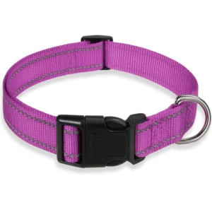 Solid Colors Reflective Dog Collar with Buckle Adjustable Safety Nylon Polyester Collar for Small Medium Large Dogs