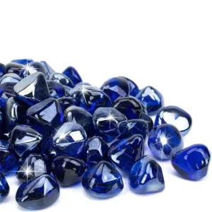 Solid High Luster 1 Inch Caribbean Blue Tempered Fire Glass Diamonds Beads Modern Living Room Gas Fireplace Outdoor
