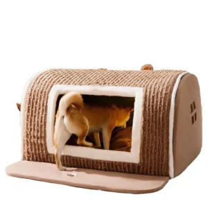 Solid Indoor Cat Dog Pet House Protective Folding Classic Pet Bed Scratching Board Hanging Ball Cave Accessories