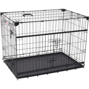 Solid Iron Foldable Dog Crates & Cages Multiple Sizes (30-48″) Heavy Duty Black Impact Resistant Kennel
