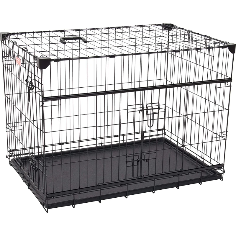 Solid Iron Foldable Dog Crates & Cages Multiple Sizes (30-48") Heavy Duty Black Impact Resistant Kennel