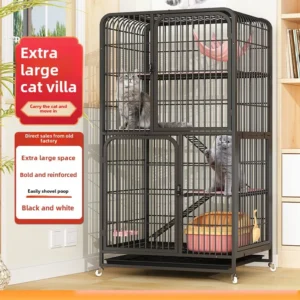 Solid Metal Double Layer Cat Cage Square Tube Nest with Button Closure for Small Animals