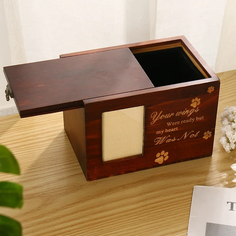 Solid Modern Wood Pet Caskets Funeral Memorial Wood Pet Urns for Dogs
