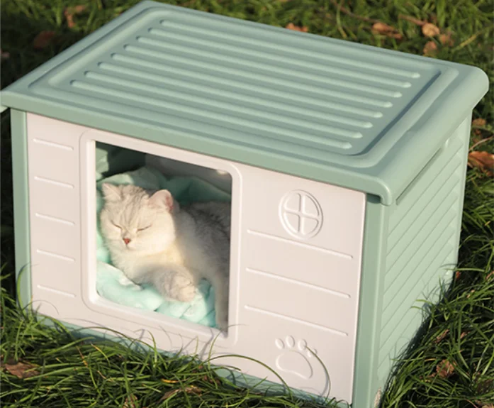 Solid Multi Function Waterproof Four Seasons General Stool Cute Dog Cat House Kennels Flat Roof Stackable Pet Furniture