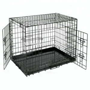 Solid Pattern Black Metal Kennel Dog Cage Made of Iron Plastic Tray Pallet Box Packaging Pet Cage