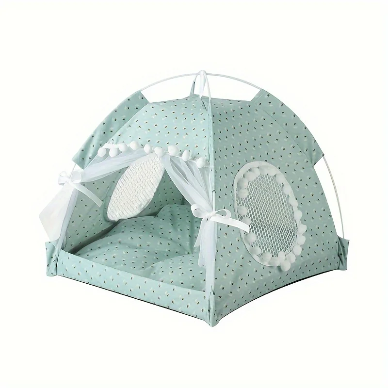 Solid Pattern Cat Tent Bed Cozy Hammock Floor Cat House for Small Dogs Iron Pet Products with Closed General Accessories