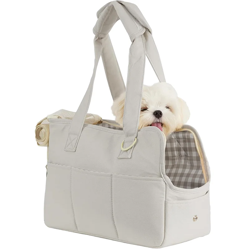 Solid Pattern Cotton Pet Carriers Zipper Closure Design for Small Dogs and Cats