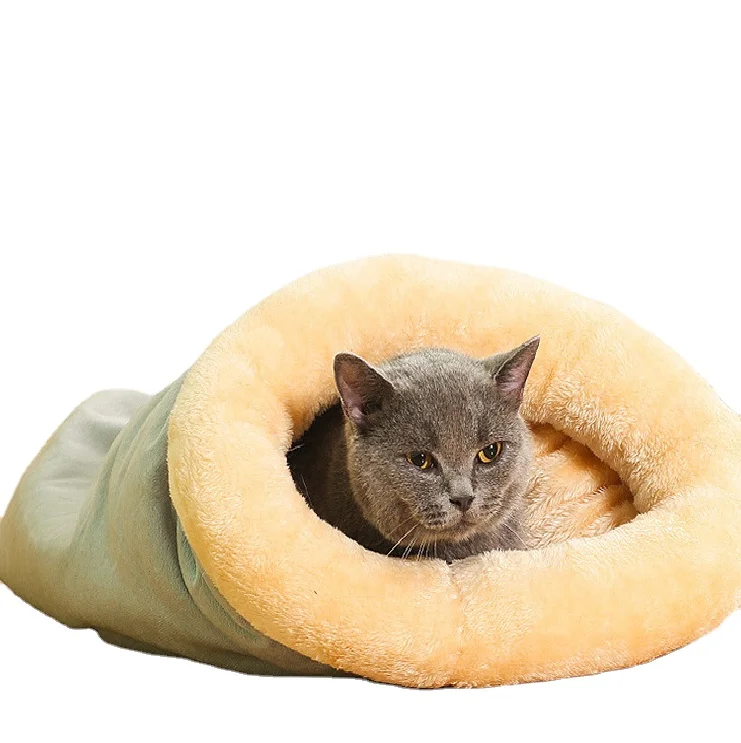 Solid Pattern Disassembled Washed Cat Semi Enclosed Sleeping Bag Warmth Compliant for Small Medium Dogs Fall Winter