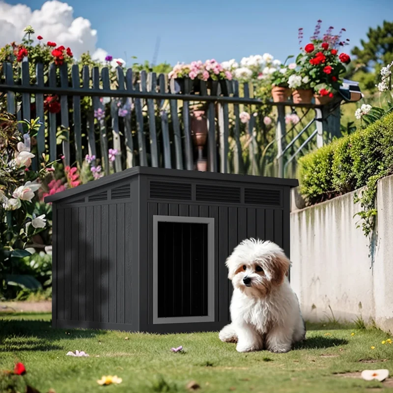 Solid Pattern PP Waterproof Outdoor Kennel Container Dog Cave Cabinet Pet House for Dogs