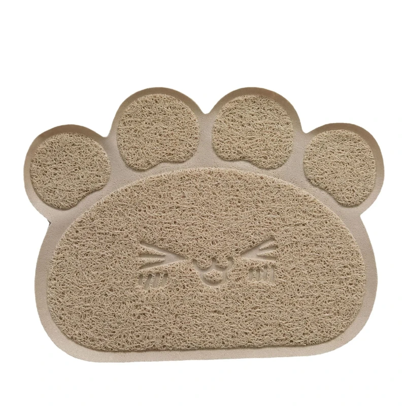 Solid Pattern Paw Print PVC Pet Mat Floor Mats to Prevent Cat Litter Spill for Door Dining Cat Litter Mat for Dogs