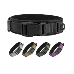 Solid Pattern Personalized Nylon Feather Fashion Dog Collar Medium Large Outdoor Tactical Explosion Proof Pet Harness