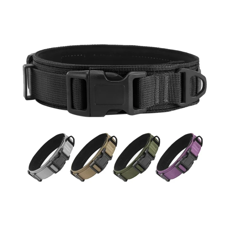 Solid Pattern Personalized Nylon Feather Fashion Dog Collar Medium Large Outdoor Tactical Explosion Proof Pet Harness