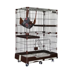 Solid Pattern Plastic Pet Cage Breathable Villa for Cats Dogs Pallet Tray Box Packed Pet House Stainless Steel Frame