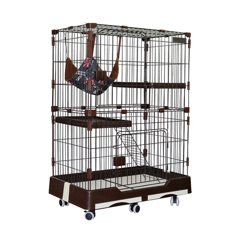 Solid Pattern Plastic Pet Cage Breathable Villa for Cats Dogs Pallet Tray Box Packed Pet House Stainless Steel Frame