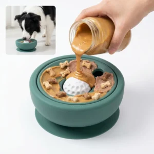 Solid Pattern Silicone Pet Lick Bowl Eco Friendly Automatic Slow Feeder Liquid Treat Bowl for Dogs Slow Eating