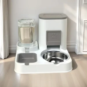 Solid Plastic Pet Bowl Set Large Capacity Water Dispenser Food Storage 2 in 1 Automatic Cat Feeder Dog Food Bowl