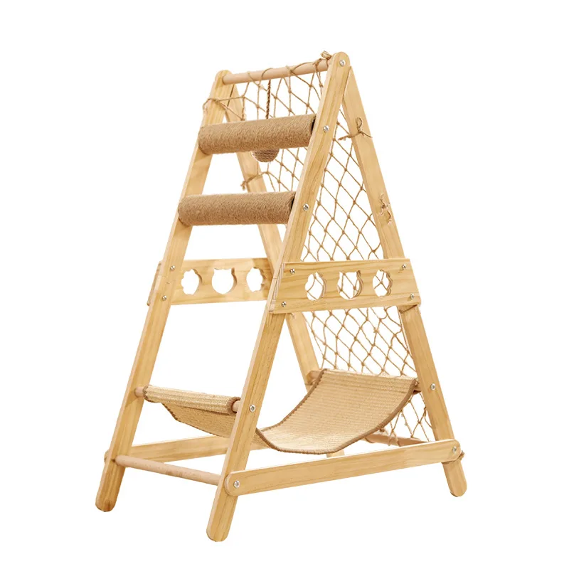 Solid Wood Cat Climbing Frame Sisal Toys for Cats Cat Scratching Tree